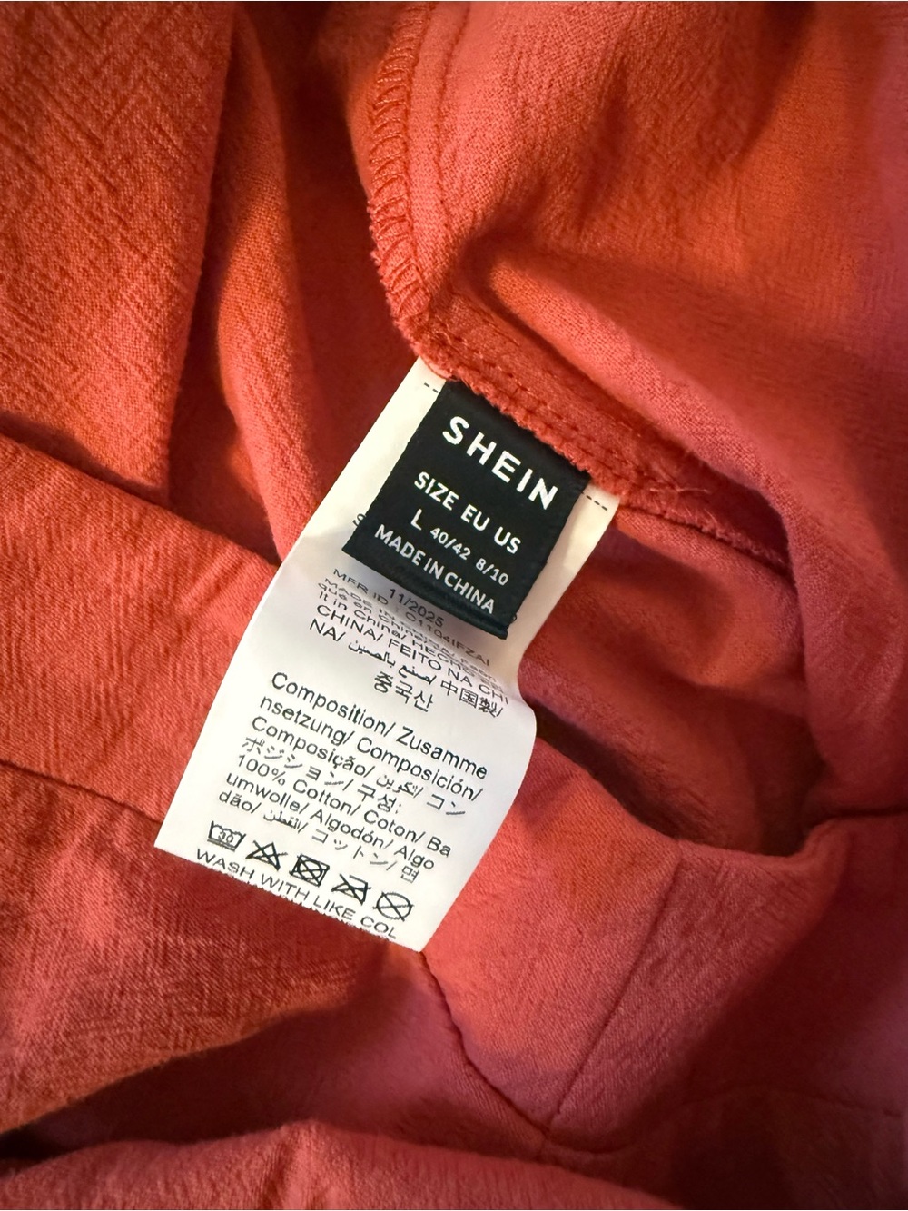 SHEIN Coral 100% Cotton Button-Front Midi Skirt - Picture 2 of 5